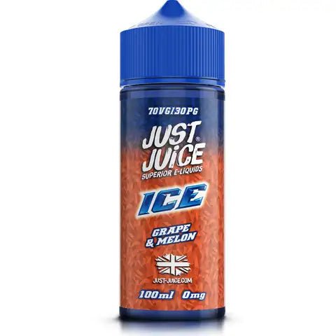 Just Juice ICE 100ml Shortfill E-Liquids Grape & Melon On White Background