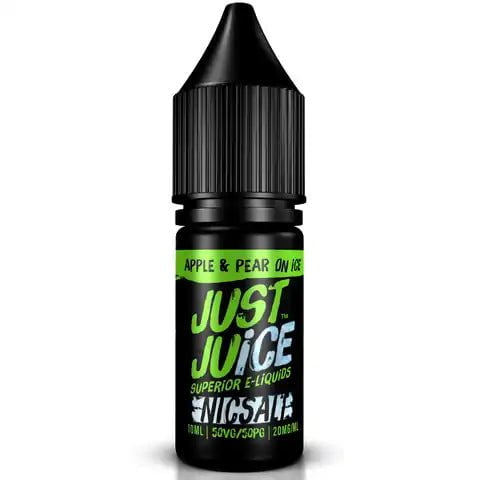 Just Juice Iconic Range E-liquid Nic Salts Apple & Pear on Ice / 11mg On White Background