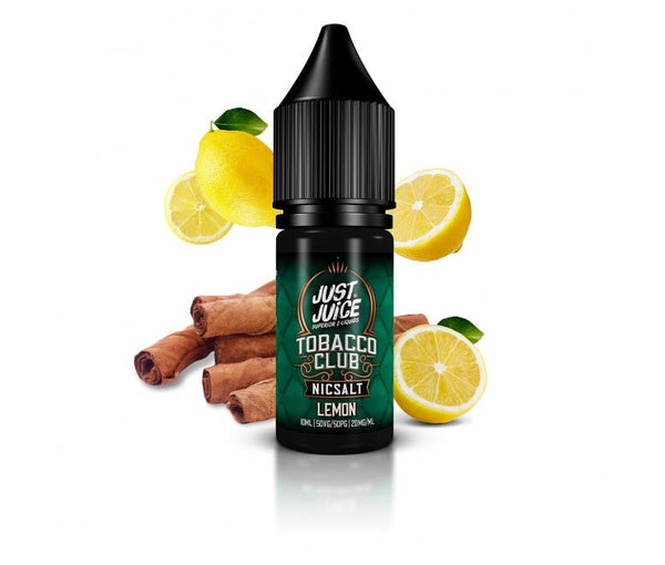 Just Juice Tobacco Club Nic Salts 5mg / Lemon On White Background