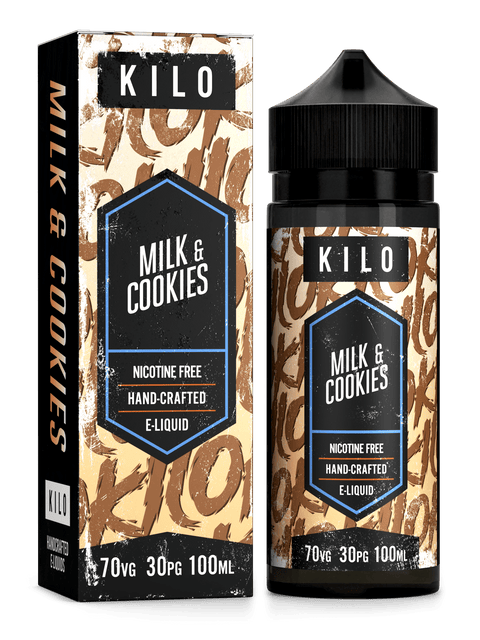 Kilo V2 E-Liquids 100ml Shortfill Range Milk & Cookies On White Background