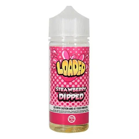 Loaded 100ml Shortfill E-Liquid by Ruthless Strawberry Dipped On White Background