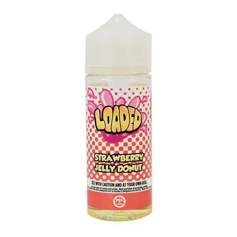 Loaded 100ml Shortfill E-Liquid by Ruthless Strawberry Jelly Donut On White Background