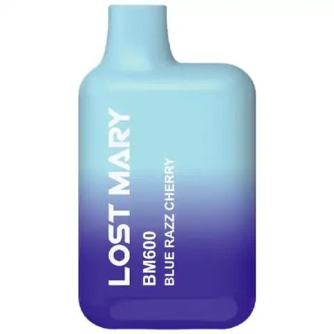 Lost Mary BM600 Disposable Device by Elf Bar Blue Razz Cherry On White Background