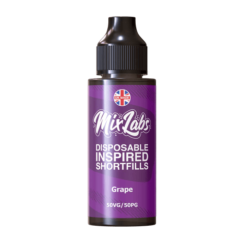 Mix Labs 100ml Disposable Inspired Shortfill E-Liquid Grape On White Background