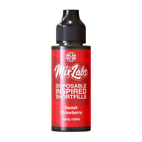 Mix Labs 100ml Disposable Inspired Shortfill E-Liquid Sweet Strawberry On White Background