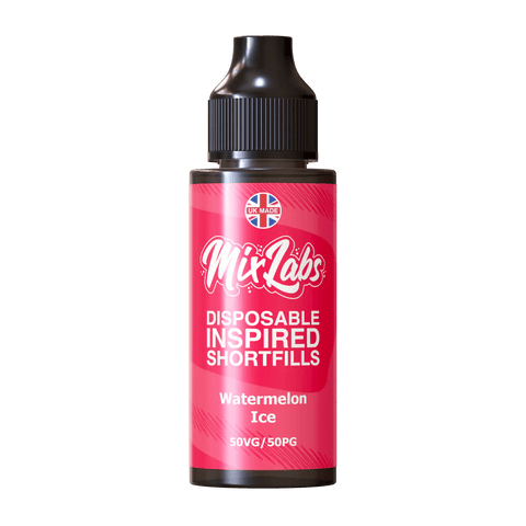 Mix Labs 100ml Disposable Inspired Shortfill E-Liquid Watermelon Ice On White Background