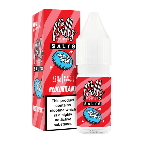 No Frills Bottle Pops 10ml Nic Salt E-Liquid 10mg / Redcurrant On White Background