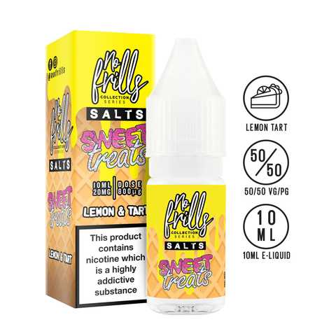 No Frills Sweet Treats 10ml Nic Salt E-Liquid 10mg / Lemon & Tart On White Background