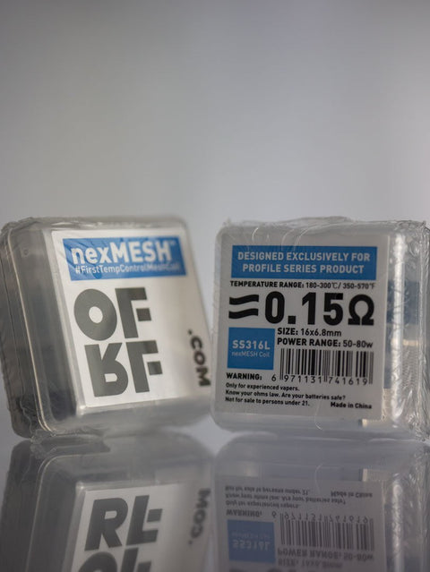 OFRF nexMesh Mesh Strips Pack OF 10 to suit Wotofo Profile RDA SS316L nexMESH Mesh Coil On White Background