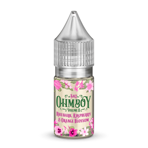 Ohm Boy Volume II Nic Salts Rhubarb Raspberry & Orange Blossom / 5mg On White Background