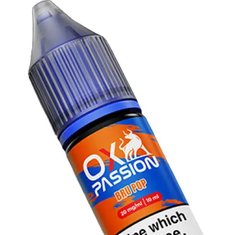 ox passion nic salt bar juice bru pop on a white background