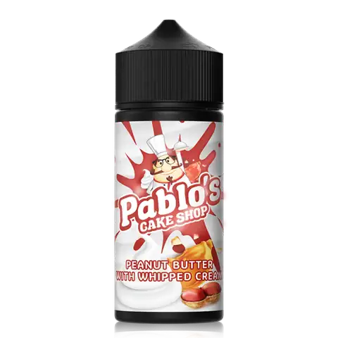 Pablos Cake Shop 100ml Shortfill E-Liquids Peanut Butter with Whipped Cream On White Background