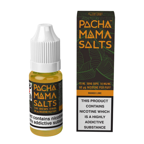 Pacha Mama Nic Salt E-Liquid Mango Lime / 10mg On White Background