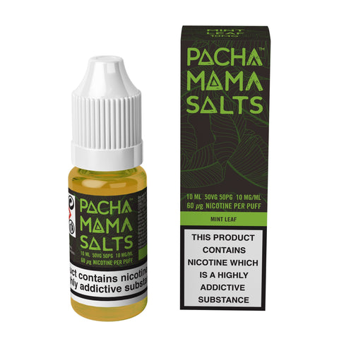 Pacha Mama Nic Salt E-Liquid Mint Leaf / 10mg On White Background