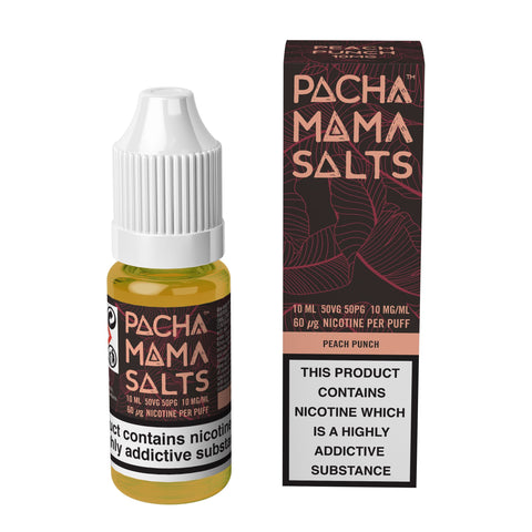 Pacha Mama Nic Salt E-Liquid Peach Punch / 10mg On White Background