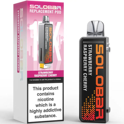 Solobar 30K Replacement Prefilled Pods Strawberry Raspberry Cherry
