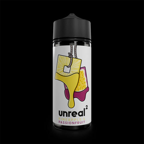 Unreal2 100ml Shortfill E-Liquid Pineapple & Passionfruit On White Background