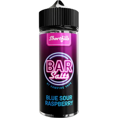 vampire vape bar salts shortfill blue sour raspberry bottle on a clear background