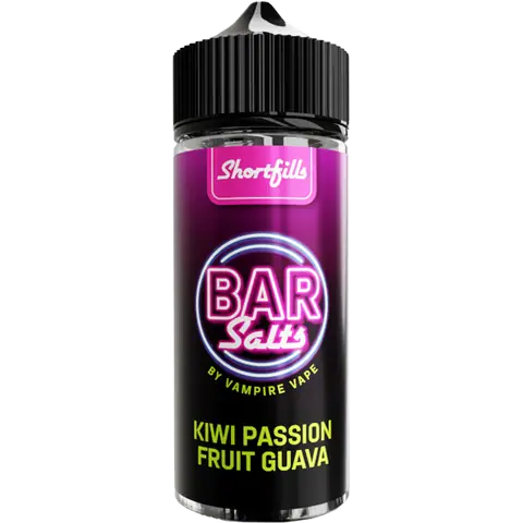 vampire vape bar salts shortfill kiwi passion fruit guava bottle on a clear background
