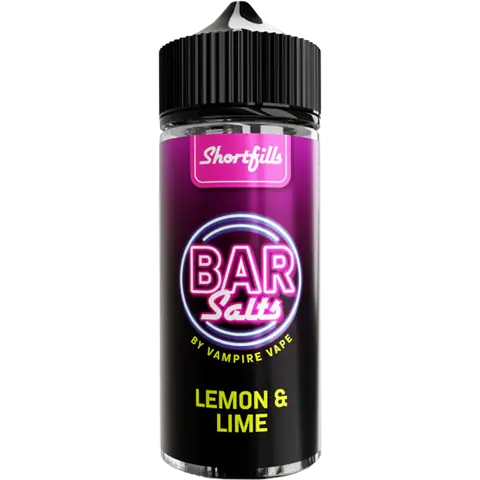 vampire vape bar salts shortfill lemon and lime bottle on a clear background