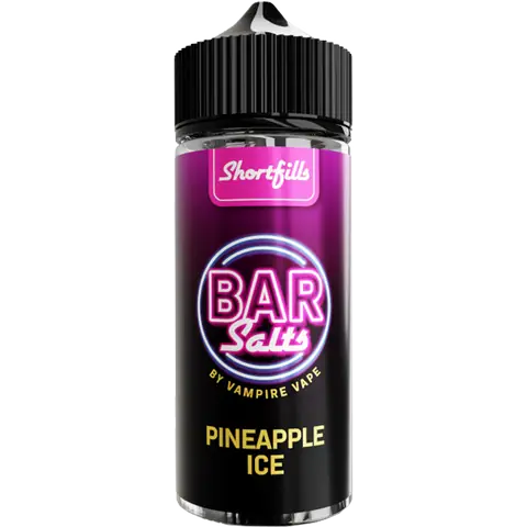 vampire vape bar salts shortfill pineapple ice bottle on a clear background
