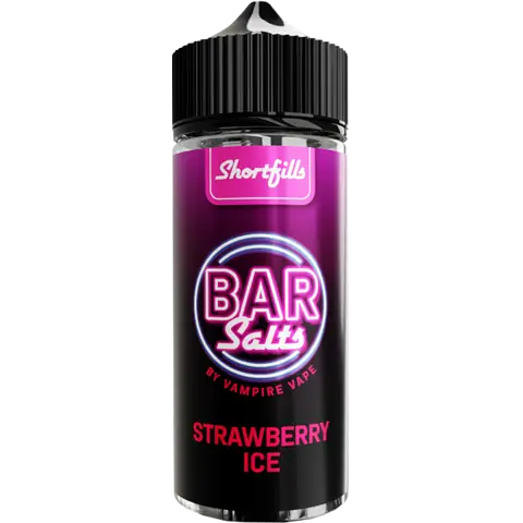 vampire vape bar salts shortfill strawberry ice bottle on a clear background