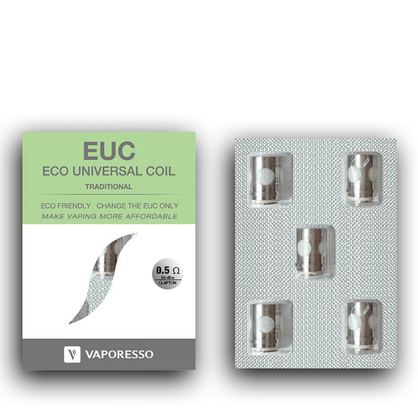 Vaporesso Traditional EUC Replacement Coils 5PCS Ceramic 0.6ohm On White Background
