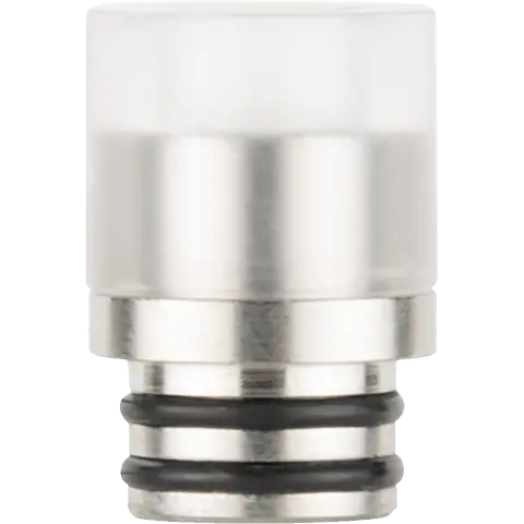 510 metal base clear coloured drip tip on clear background
