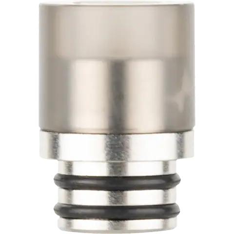 510 metal base smoked coloured drip tip on clear background