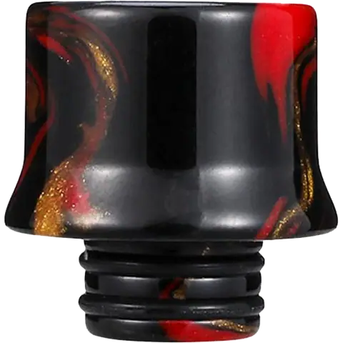 510 black red and gold resin drip tips on clear background