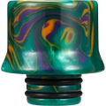 510 green purple and yellow resin drip tips on clear background