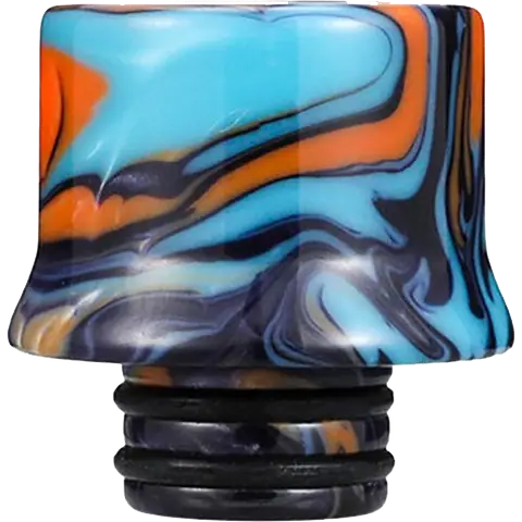 510 blue and orange resin drip tips on clear background