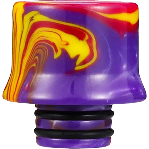 510 purple yellow and red resin drip tips on clear background