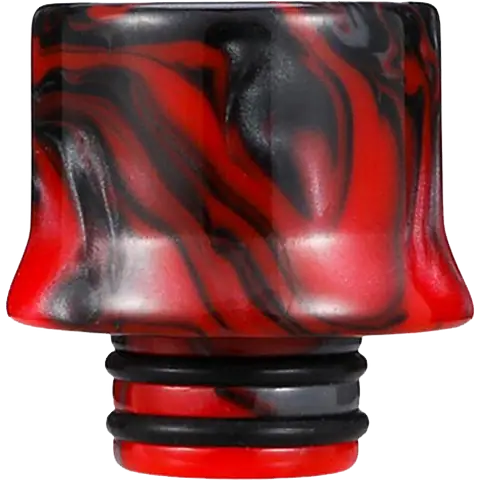 510 red and black resin drip tips on clear background