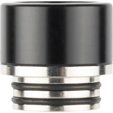 810 metal base black coloured drip tip on clear background