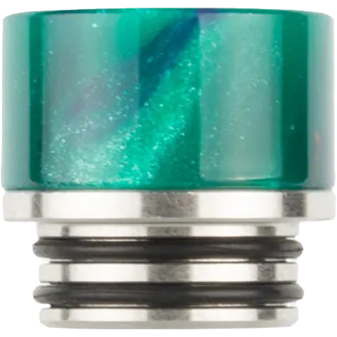 810 metal base green resin drip tip on clear background