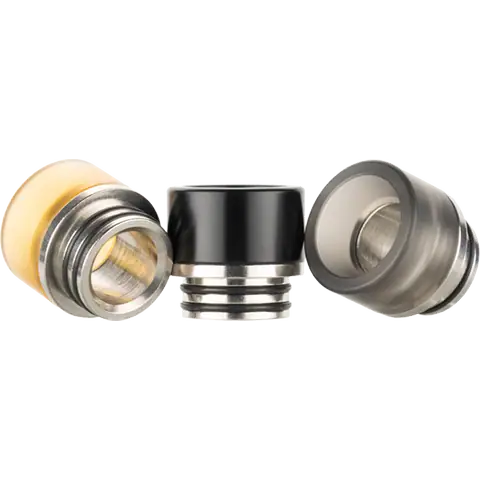 810 metal base coloured drip tips on clear background