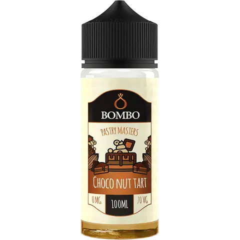 bombo pasty master choco nut tart 100ml bottle on a clear background