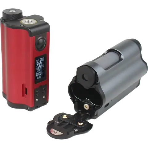 dovpo topside dual squonk mod red gunmetal face down clear background