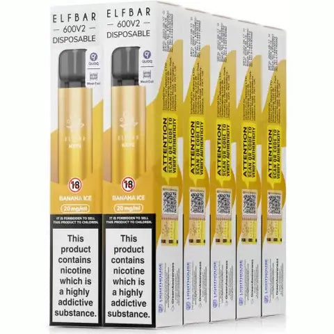 Elf Bar 600 V2 Disposables (Box Of 10) Banana Ice