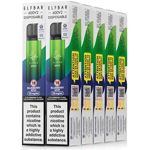 Elf Bar 600 V2 Disposables (Box Of 10) Blueberry Kiwi