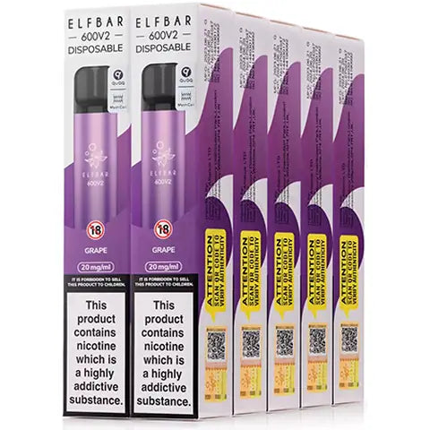 Elf Bar 600 V2 Disposables (Box Of 10) Grape