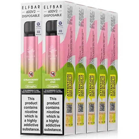 Elf Bar 600 V2 Disposables (Box Of 10) Strawberry Kiwi