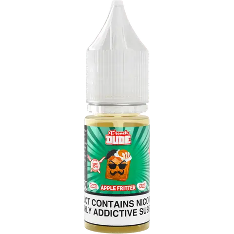 French Dude 10ml apple fritter nic salts 10mg bottle on a clear background