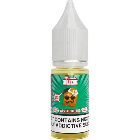French Dude 10ml apple fritter nic salts 20mg bottle on a clear background