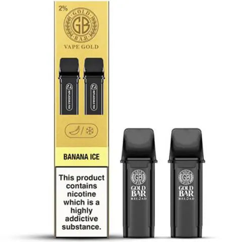 gold bar reloaded prefilled pods flavour banana ice on white background