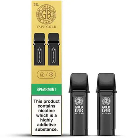 gold bar reloaded prefilled pods flavour spearmint on white background