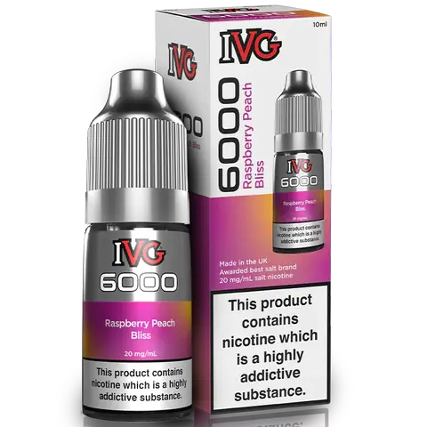 IVG 600 Raspberry Bliss bottle and box on clear background