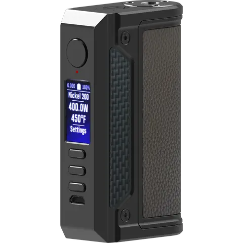 lve therion ii dna250c box mod gunmetal front on clear background