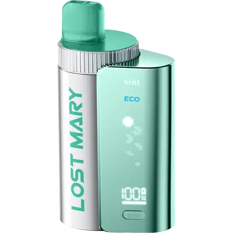 lost mary 4 in 1 prefilled pod vape kit blue razz cherry on clear background